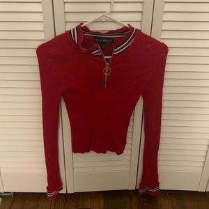 red tight fitted long sleeve